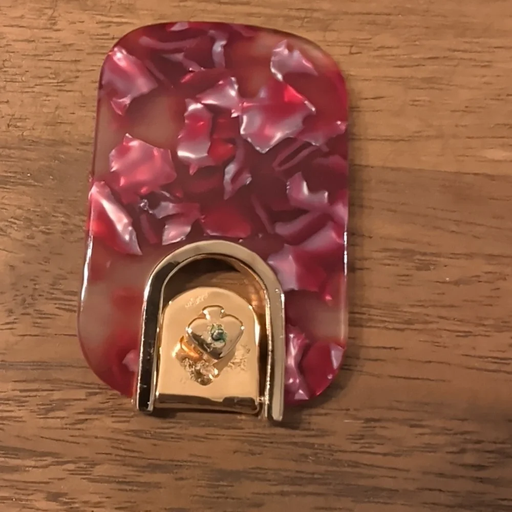 Kate Spade Red Speckle Acrylic Rectangle Drop Red and Gold Statement Earrings